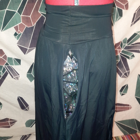 Custom OOAK maxi skirt with double thigh slits Smooth Black Spandex SMALL - Picture 7 of 13